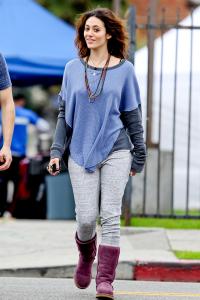 Emmy Rossum and Jason Ritter enjoy a coffee break on the set of 'You're Not You' in Los Angeles Dece.jpg