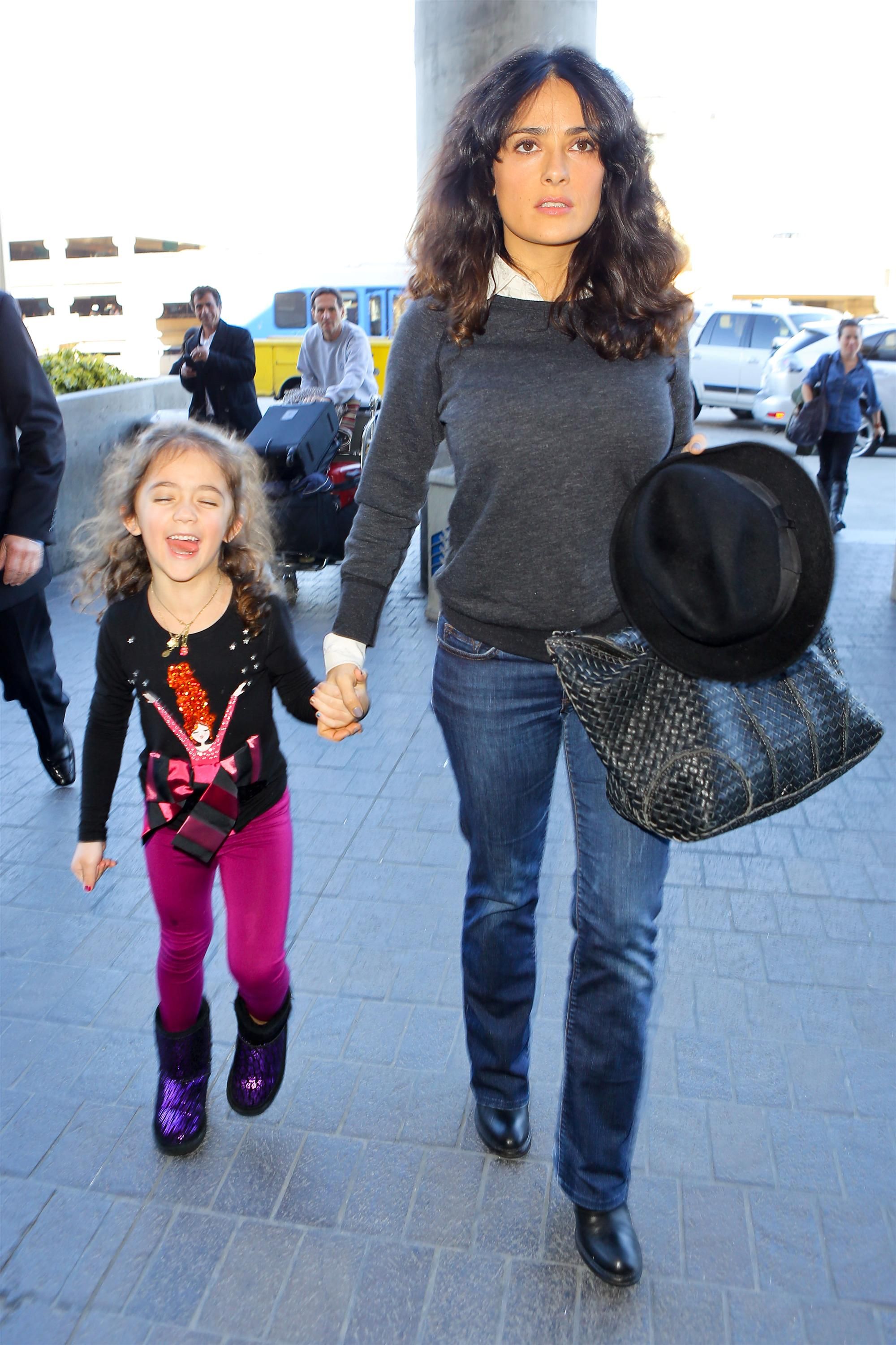 Salma Hayek was spotted at LAX Airport in Los Angeles 17.1.2013 