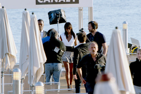Naomi and Didier Drogba arrive by boat to a French TV show _01.jpg