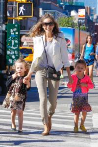 GSI_HR_JPEG_AG006529_01was photographed with her 3½-year-old twin daughters – Loretta and Tabitha (pink cardigan) – in New York City on Tuesday (June 4.jpg