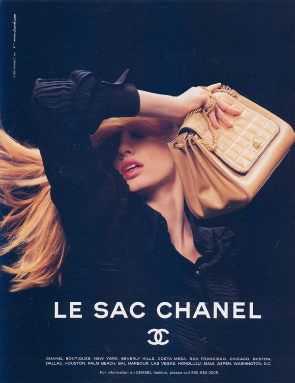 Original Magazine ad Model Carmen Kass for Le Sac Chanel