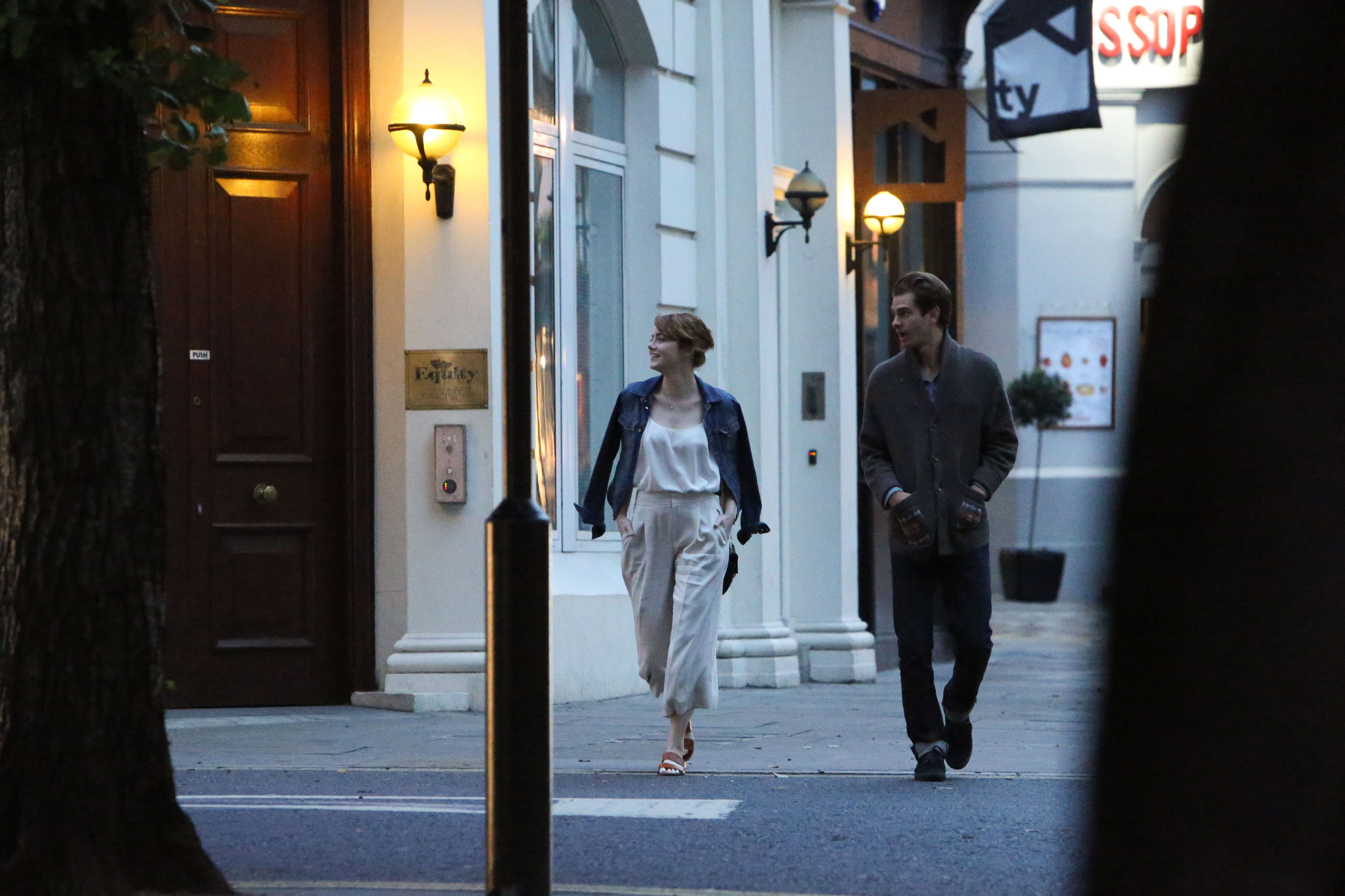 You go out this evening. Emma Stone and Andrew Garfield August 2016.