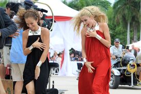 CU-Rachael Taylor and Minka Kelly on the set of Charlie's Angels in Miami-22.jpg