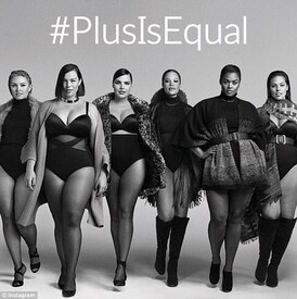 Role model_ Sabina (third from left) recently starred in Lane Bryant's 'Plus Is Equal' campaign, which promotes fashion for all sizes .jpg