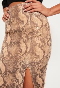 brown-split-side-snake-print-sequin-midi-skirt 2.jpg