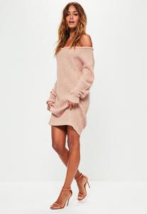 nude-off-shoulder-knitted-sweater-dress 1.jpg