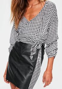 black-gingham-wrap-gathered-sleeve-top 2.jpg