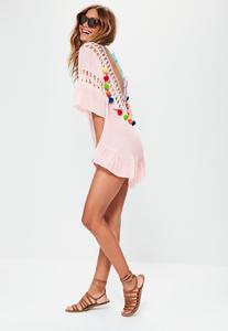 pink-short-sleeve-pom-pom-beach-dress 1.jpg