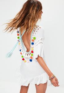 white-short-sleeve-pom-pom-beach-dress 3.jpg