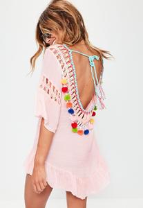 pink-short-sleeve-pom-pom-beach-dress.jpg