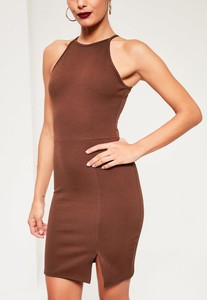 brown-90s-neck-side-split-bodycon-dress 2.jpg