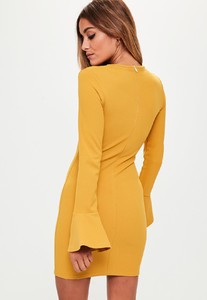 yellow-plunge-frill-crepe-bodycon-dress 3.jpg