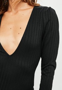 black-ribbed-plunge-long-sleeved-bodycon-dress 2.jpg