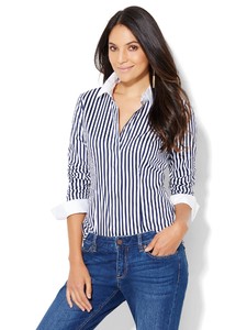 Cerelina Proesl New York & Company 7th Avenue Design Studio - Madison Stretch Shirt - French Cuff - Stripe  02358079_180_av1.jpg