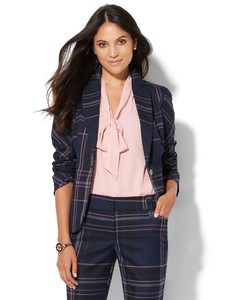 Cerelina Proesl New York & Company 7th Avenue Design Studio - One-Button Jacket - Modern Fit - Navy Plaid 06280205_180_av1.jpg