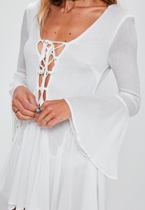 petite-white-lace-up-cheesecloth-flared-sleeve-dress 2.jpg