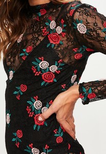 black-embroidered-lace-high-neck-bodycon-dress 2.jpg