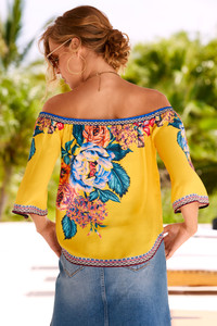 Floral Border Print Off-The-Shoulder Top 02.jpg