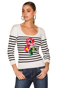 Floral Applique Stripe Sweater.jpg