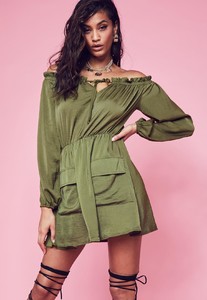 khaki-satin-bardot-utility-pocket-skater-dress.jpg