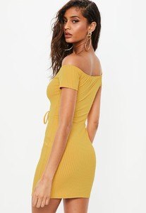 mustard-ribbed-bardot-ruched-front-bodycon-dress (4).jpg