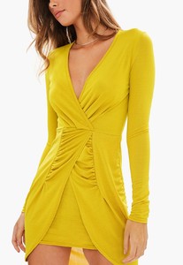 yellow-slinky-plunge-long-sleeve-gathered-front-dress (2).jpg