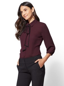 Cerelina Proesl New York & Company 7th Avenue - Piped Bow-Accent Blouse 00385487_969.jpg