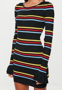 black-striped-frill-sleeve-knitted-mini-dress.jpg 2.jpg