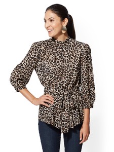 Cerelina Proesl New York & Company Leopard Mock-Neck Bow Blouse 00385787_006.jpg