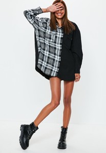 black-oversized-splice-tartan-check-denim-shirt.jpg 1.jpg