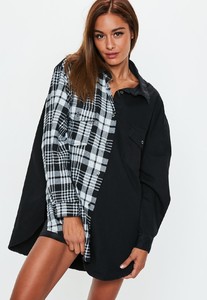 black-oversized-splice-tartan-check-denim-shirt.jpg