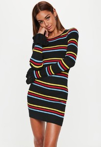 black-striped-frill-sleeve-knitted-mini-dress.jpg