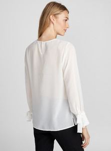 Contemporaine - Tie-cuff chiffon blouse - Ivory White - A2_1.jpg