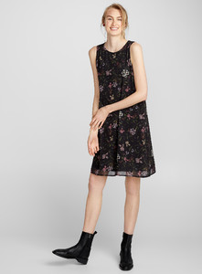 Contemporaine - Chiffon shift dress - Patterned Black - A1_1.jpg