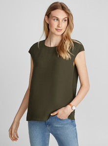 Contemporaine - Fluid cap-sleeve blouse - Bottle Green - A1_1.jpg
