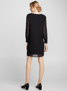 Contemporaine - Voile-sleeve floral dress - Patterned Black - A2_1.jpg