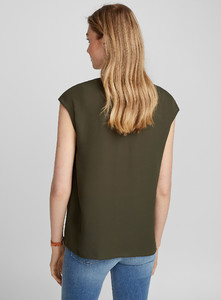 Contemporaine - Fluid cap-sleeve blouse - Bottle Green - A2_1.jpg