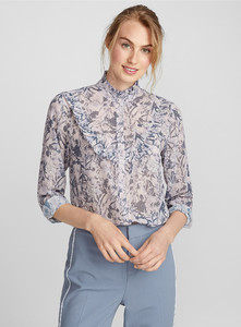 Contemporaine - Ruffle collar print chiffon blouse - Patterned Crimson - A1_1.jpg