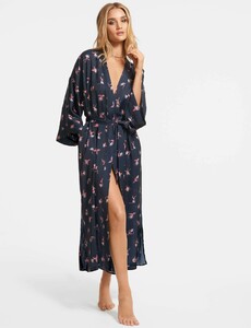 Satin Printed Long Dressing Gown Navy Mix.jpg