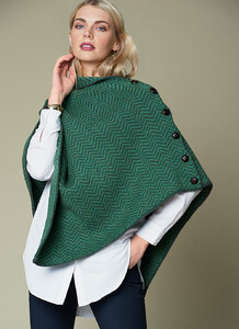 Herringbone Wool Poncho green 01.jpg