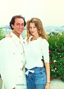 Vassilios Kostetsos with The Icon Supermodel Claudia Schiffer Guest during VK fashion show in Athens Hellas 1993.jpg