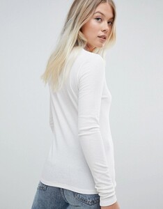 Weekday extra long sleeve rib top in white White Womens Tops 48 Cotton cBcV6qTq_0.jpg