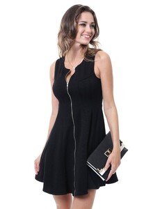 Stretch Sleeveless Zipper Front A Line Mini Dress #11foxy.jpg