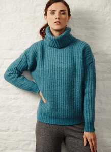 Fisherman boxy ribbed polo neck sweater turquoise 01.jpg