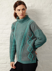 Fisherman Lambswool Plated Polo Neck Sweater jade 02.jpg