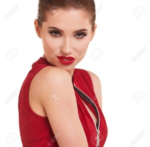 72218442-portrait-of-a-cheerful-young-brunette-woman-in-red-dress-posing-and-looking-away-over-white-backgrou.jpg