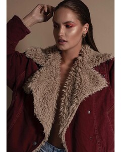 Owen wine red online oversized sherpa jacket