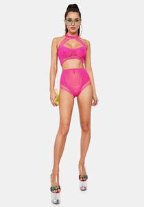 Keyhole Cutout Halter Bra Top And Fishnet Panty - Pink_03.jpg
