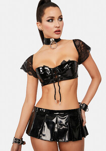 Vinyl Pleated Micro Mini Skirt - Black_02.jpg