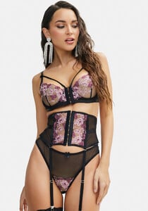 Sheer Floral Applique 3pc Lingerie Set - Black_Multi_01.jpg